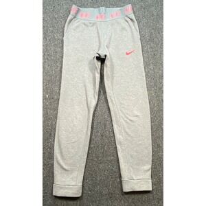 Nike Athleisure Womens L Gray Pink Dri-FIT Jogger Sweatpant Tapered Cuffed Pants